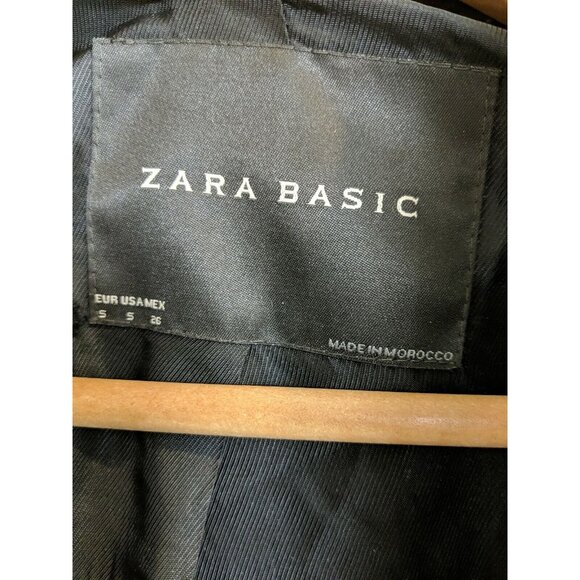 Zara Basic Plaid Jacket Coat Wool Size Small Blue Red Hooded - Picture 3 of 8